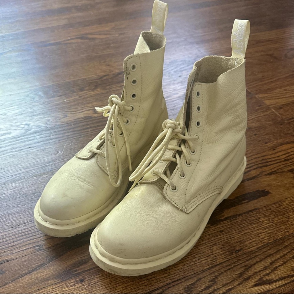 Cream Lace-Up Boots
